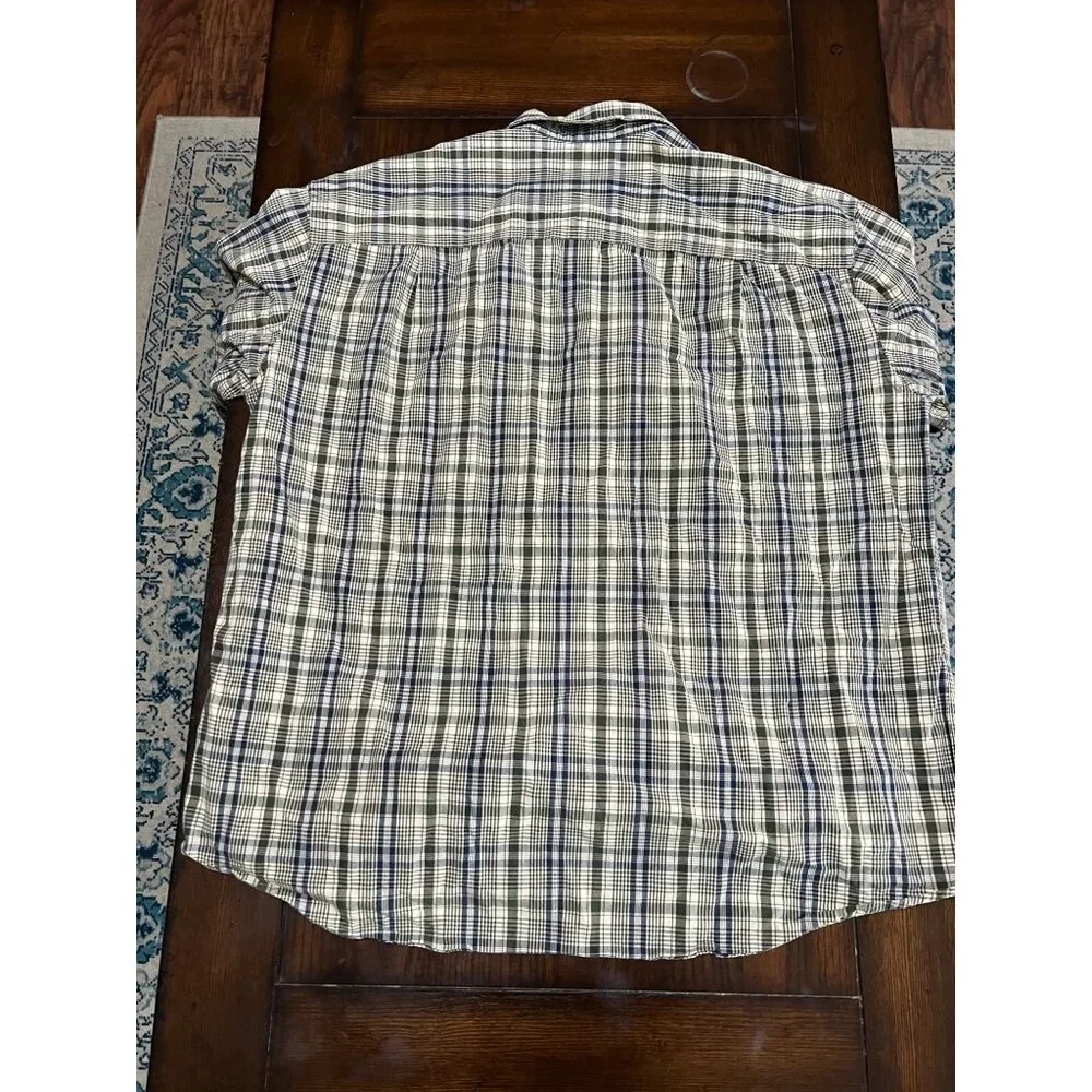 L.L. Bean Plaid Button Down Shirt Blue Green Cream Casual Professional Men's XL - Picture 6 of 6